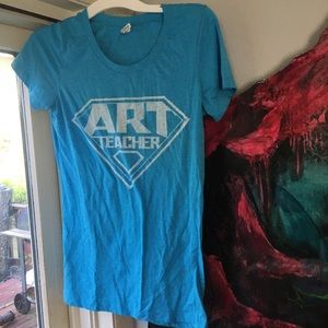 Superhero Art Teacher Blue Shirt Soft